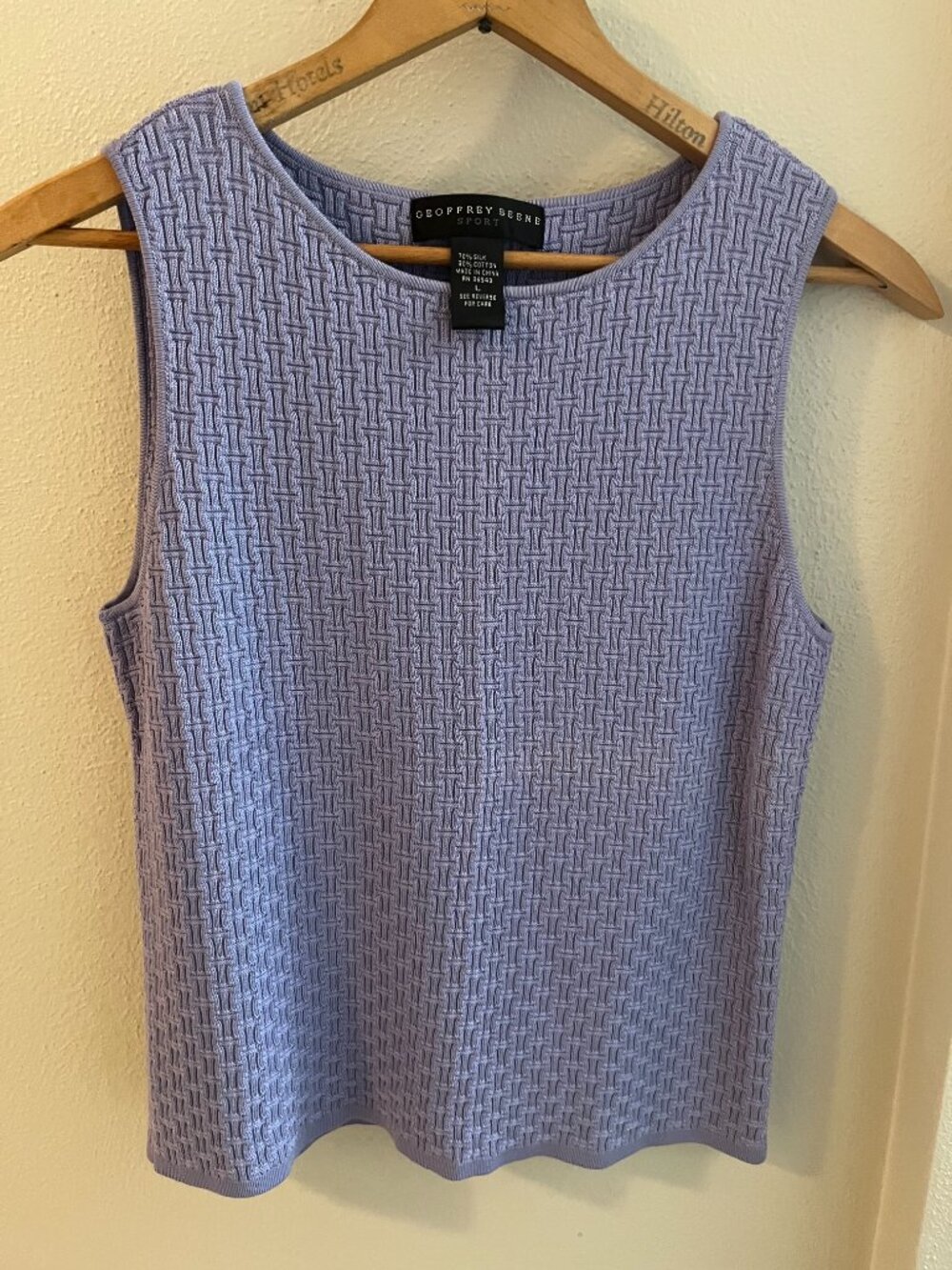 Geoffrey Beene Sport Basket-Weave Silk-Blend Knit Sweater Tank Top in Lavender